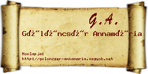 Gölöncsér Annamária névjegykártya